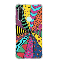 PrintiFy Xiaomi Redmi Note 8 Uyumlu Retro Color 4 Baskılı Şeffaf Köşe Korumalı Antişok Kılıf