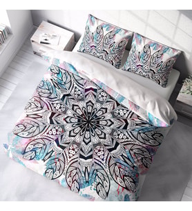 MonoHome Ethnic Mandala2 3D Pamuk Saten Çift Kişilik Nevresim Takımı (Karışık)