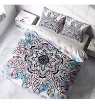 MonoHome Ethnic Mandala2 3D Pamuk Saten Çift Kişilik Nevresim Takımı (Karışık)