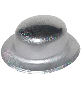 Gümüş Renk Hologramlı Plastik Yuvarlak Melon 27x24 cm