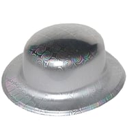 Gümüş Renk Hologramlı Plastik Yuvarlak Melon 27x24 cm
