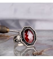 PALMİYE AĞACI MOTİFLİ 925 AYAR GÜMÜŞ ERKEK YÜZÜK