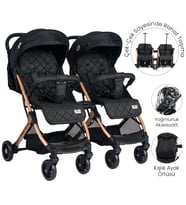Lorelli Fiorano New Kabin İkiz Bebek Arabası - Black (Standart)
