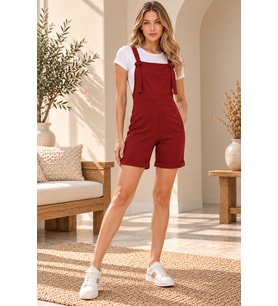 Palena PLNL6207 – Şort Ön Cepli Salopet - Bordo