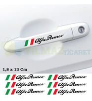 Alfa Romeo Yazı Kapı Kolu Jant Tampon Oto Sticker Etiket Yapıştırma Çıkartma 6 Adet 1,8 X 13 Cm