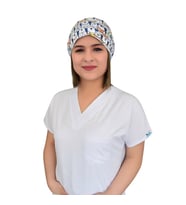 Panda Ayı Kardeşler Desenli Doktor Hemşire Hastane Cerrahi Bone (Beyaz)