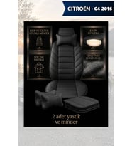 citron c4 2016 Koltuk ve Kılıf uyumlu Yastık Minder Lüks Siyah 2 Minder 2 Yastık