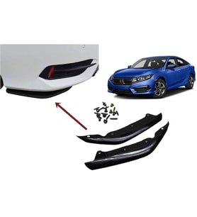 Honda Civic FC5 2016-2021 Uyumlu Ön Tampon Aero Flap Piano Black 2 Parça