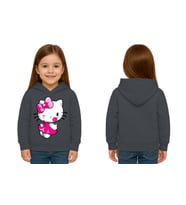 Unisex hello kity  Baskılı Çocuk Swaetshirt  Baskılı Kapüşonlu 3 İplik Şardonlu (Füme)