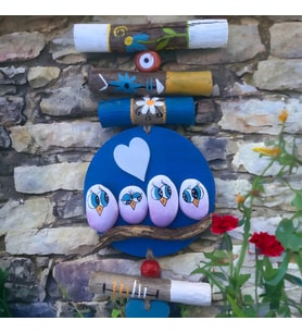 ev hediyesi Taş Boyama dekoratif duvar süsü bahçe süsü balkon süsü hediyelik eşya ölçü 30*13 (Çok Renkli)