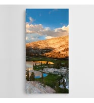 Çam Ağaçları Göl Gökyüzü Panoramik Kanvas Tablo