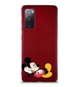 Samsung Galaxy S20 FE Soft Premier Kapak Mickey Mouse-F Tasarımlı Silikon Kılıf - Mürdüm (Şeffaf)