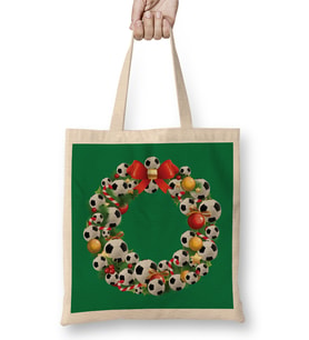 Football Multiface Christmas Wreath Bez Çanta Uzun Saplı