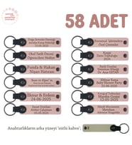 Kurumsal İmajınızı Yansıtan Hediyelik 58'li Set, Firma İsimli Deri Anahtarlık, Pudra & Sütlü Kahve