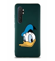 Xiaomi Mi Note 10 Lite Soft Premier Kapak Donald Duck-B Tasarımlı Silikon Kılıf - Yeşil (Şeffaf)