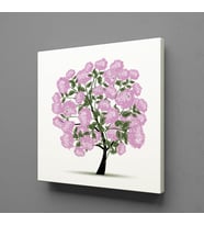 PEMBE YAPRAKLI AĞAÇ KANVAS TABLO 180x180cm