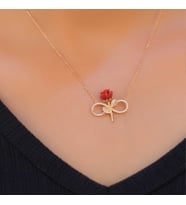 Gümüş Rose Sonsuz Gül Bayan Kolye