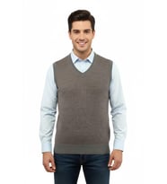 Erkek V Yaka Süveter Çelik Örgü Regular Kalıp 5206H BGL-ST04841 (Koyu Gri)