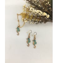 TURKUAZ (firuze) TAŞLI KOLYE KÜPE SET MODELLERİMİZ-1001