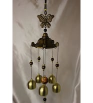Deprem Zili Çanı Rüzgar Çanı Zili Feng Shui Yin Yang Kelebek (Gold)