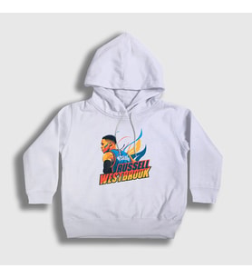 Presmono Unisex Çocuk Beyaz Fire Russell Westbrook Kapüşonlu Sweatshirt 368752tt