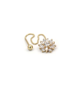 Çiçek Taşlı Altın Tragus Küpe