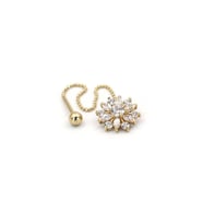 Çiçek Taşlı Altın Tragus Küpe