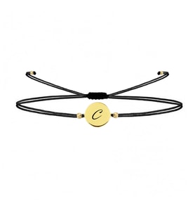 Alberaccessories 925 Ayar Gümüş Tasarım 14 K Gold Kaplama Ip Örgü C Harf Şans Bileklik