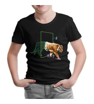 Tiger Leaving Digital World Siyah Çocuk Tshirt