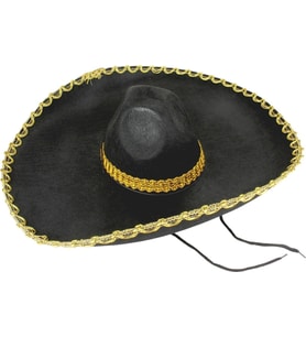 NessiWorld Sombrero Meksika Şapkası Mariachi Altın Şeritli Yetişkin Boy