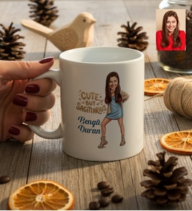 Kişiye Özel Karikatürlü Cute But Sagittarius Yay Burcu Kupa Bardak Doğum Günü Hediyesi