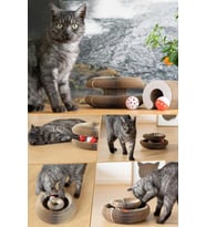 Kedi Tırmalama Oyuncağı, Sihirli Kedi Oyuncağı, Çıngıraklı Tırmalama Panosu, Kedi Oyuncağı (Kahverengi)