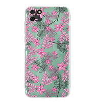 PrintiFy Huawei Y5P Uyumlu Kamera Korumalı Floral Pembe Tasarımlı Şeffaf Silikon Kılıf