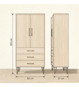 Charleston Çok Amaçlı Dolap 60 cm 2 Kapak 3 Çekmece Soft Mint Yeşili - Çok Amaçlı Çekmeceli Dolap