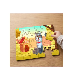 Mutlu Köpek ve Kulübesi Tasarımlı 24 Parça Ahşap Çocuk Puzzle MPK0374