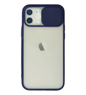 Durukar® iPhone 12 Kılıf Palm Buzlu Kamera Sürgülü Silikon - Lacivert