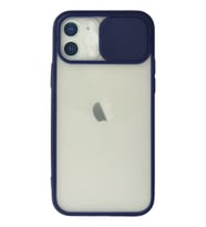 Durukar® iPhone 12 Kılıf Palm Buzlu Kamera Sürgülü Silikon - Lacivert