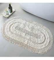 Krem Banyo Halısı, 80 x 150 cm,%100 Pamuk, Makinede Yıkanabilir
