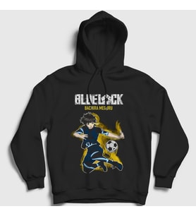 Presmono Unisex Siyah Bachira Meguru Futbol Soccer Anime Bluelock Kapüşonlu Sweatshirt 445743tt