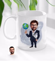 BK Gift Kişiye Özel Erkek Coğrafya Öğretmeni Karikatürlü Beyaz Kupa Bardak-1