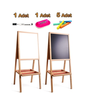 Çocuklar İçin 100 cm Ahşap Manyetiksiz ve Karatahta Yazı Tahtası