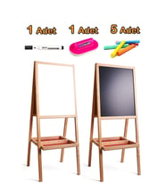 Çocuklar İçin 100 cm Ahşap Manyetiksiz ve Karatahta Yazı Tahtası