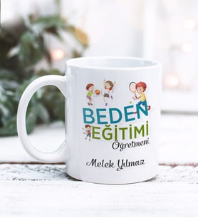 Beden Eğitimi Öğretmeni Tasarımlı Kişiye Özel Kupa Bardak (Beyaz)