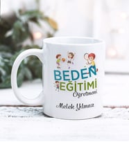 Beden Eğitimi Öğretmeni Tasarımlı Kişiye Özel Kupa Bardak (Beyaz)