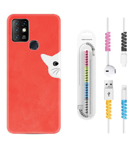 INFINIX Hot 8 9 10 11S Hot 10 Play 10T Kılıf Kablo Koruma Spiral Silikon Kedoş 1735