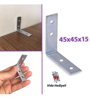 Mobilya Eşya Dolap Duvar Sabitleyici Köşe Bağlantı L Demir Gönye Deprem Güvenliği 45x45x15mm (Krom)