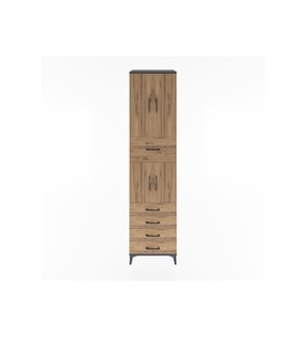 Hyperion Dolap 3 Raflı 5 Çekmeceli 4 Kapaklı 60x44x243 Antrasit-Çam
