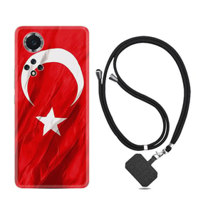 Huawei Nova Y70 Y90 Nova 9 SE  Kılıf Boyun Askılı Silikon Şanlı Türk Bayrağı 4 1401