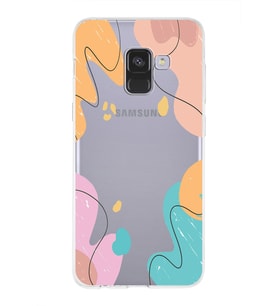 Samsung Galaxy A8 (2018) Uyumlu Kapak Karışık Renkler Tasarımlı Şeffaf Silikon Kılıf