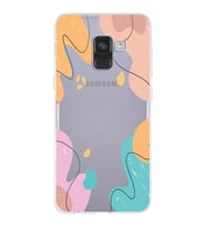 Samsung Galaxy A8 (2018) Uyumlu Kapak Karışık Renkler Tasarımlı Şeffaf Silikon Kılıf